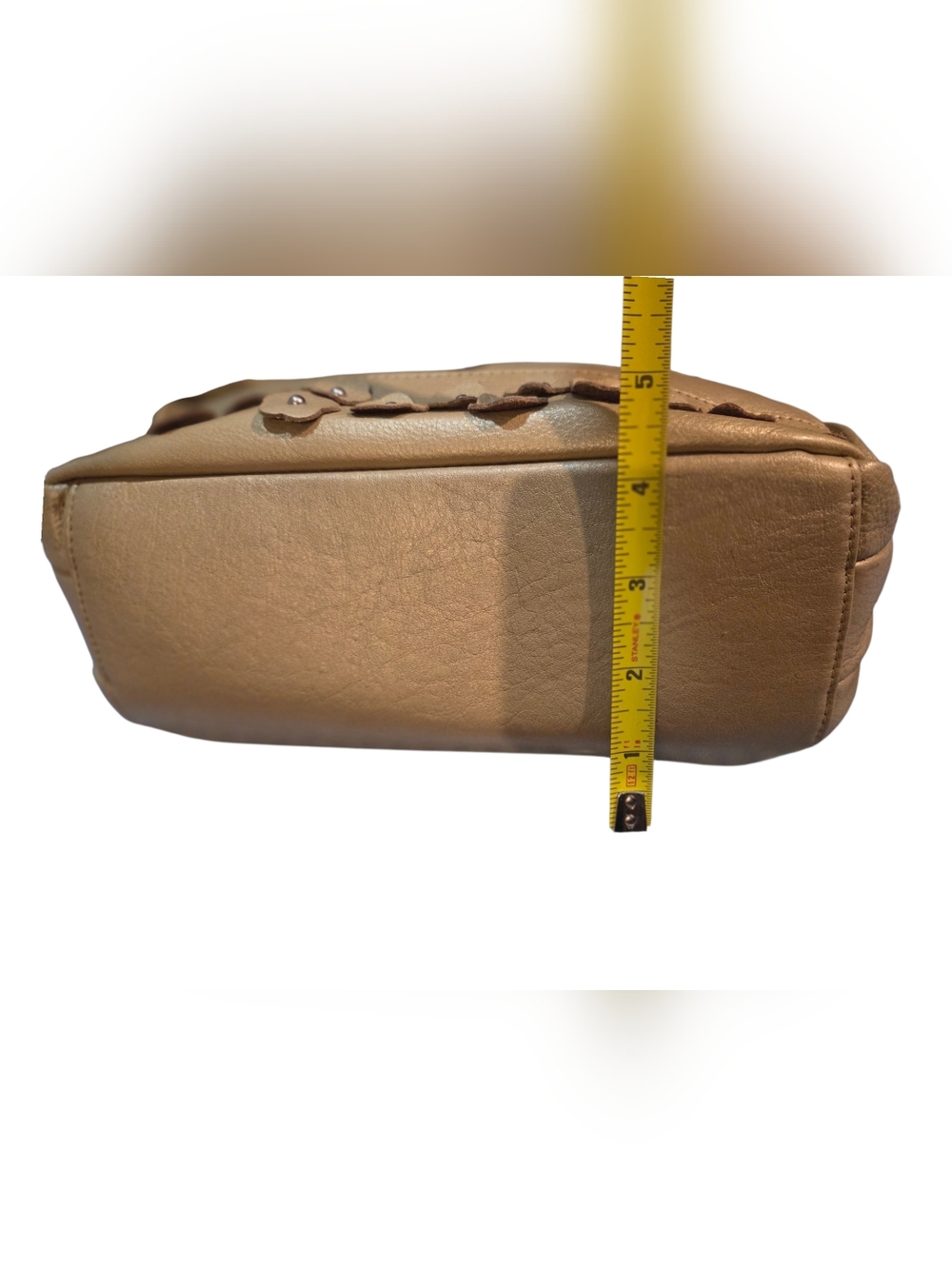Great American Leather - NEW Shimmery Beige Leather Crossbody Bag Floral Studded - Picture 13 of 13
